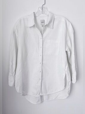 Maeve oversized White Linen-Blend Button Down Shirt- XXSP - Anthropologie